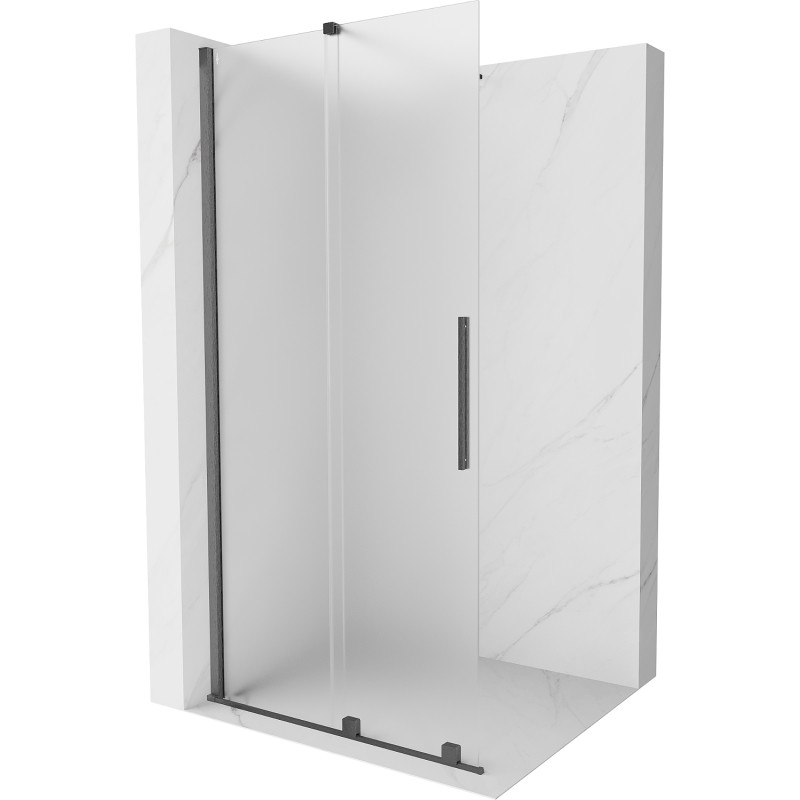 Mexen Velar Schiebbare Walk-in-Duschwand 90 x 200 cm, satiniert 8 mm, gebürstetes Gun Gray - 871-090-000-33-66
