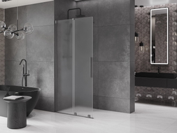 Mexen Velar gleitende Duschwand Walk-in 110 x 200 cm, Frost 8 mm, gebürstetes Gun Gray - 871-110-000-33-66