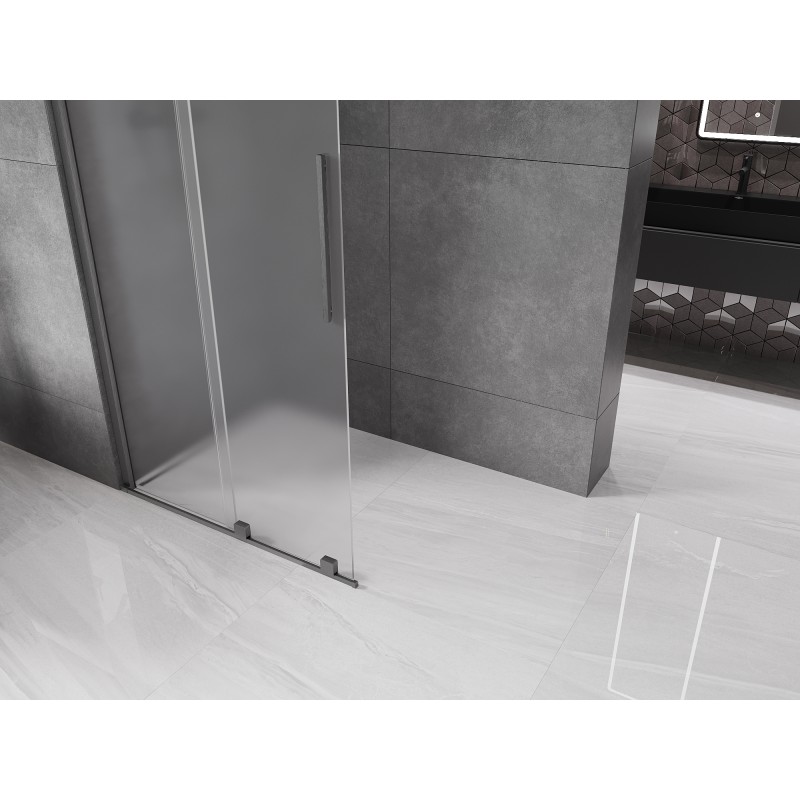 Mexen Velar Duschwand verschiebbar Walk-in 90 x 200 cm, Frost 8 mm, Gun Gray gebürstet - 871-090-000-33-66