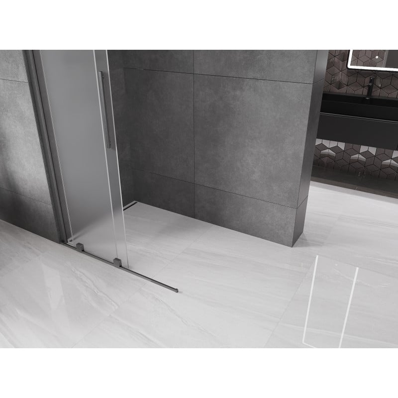 Mexen Velar verschiebbare Duschwand Walk-in 100 x 200 cm, mattiert 8 mm, gebürstetes Gun Gray - 871-100-000-33-66