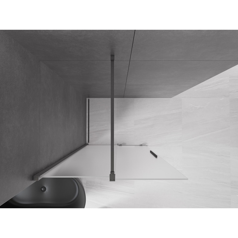 Mexen Velar Schiebbare Walk-in-Duschwand 90 x 200 cm, satiniert 8 mm, gebürstetes Gun Gray - 871-090-000-33-66