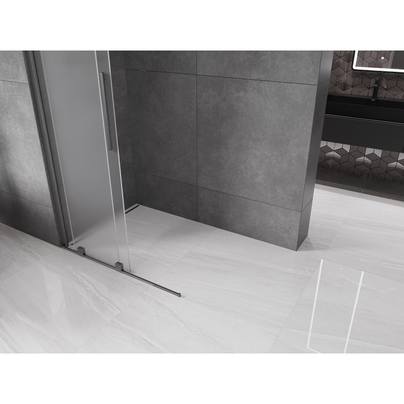 Mexen Velar Schiebedusche Walk-in 120 x 200 cm, matt 8 mm, gun Grey gebürstet - 871-120-000-33-66