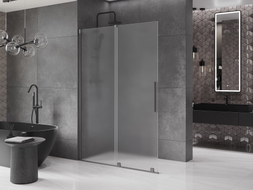 Mexen Velar Duschwand verschiebbar Walk-in 130 x 200 cm, matt 8 mm, gebürstet Gun Gray - 871-130-000-33-66