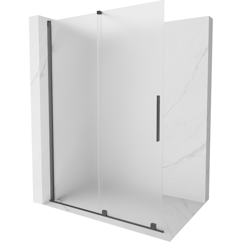 Mexen Velar Duschwand verschiebbar Walk-in 130 x 200 cm, matt 8 mm, gebürstet Gun Gray - 871-130-000-33-66