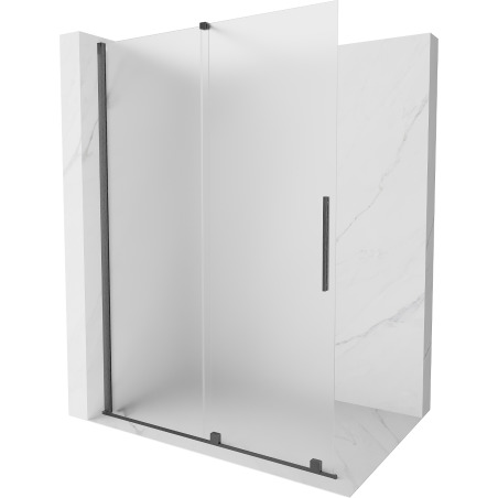 Mexen Velar Duschwand verschiebbar Walk-in 130 x 200 cm, matt 8 mm, gebürstet Gun Gray - 871-130-000-33-66