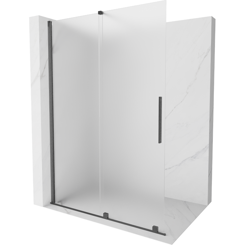 Mexen Velar verschiebbare Walk-in-Duschwand 140 x 200 cm, matiert 8 mm, gebürstet gun gray - 871-140-000-33-66
