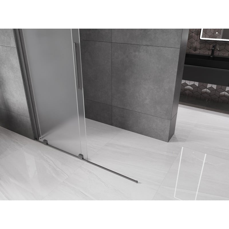 Mexen Velar Duschwand zum Schieben Walk-in 160 x 200 cm, Mattglas 8 mm, Bürstet Gun Grau - 871-160-000-33-66