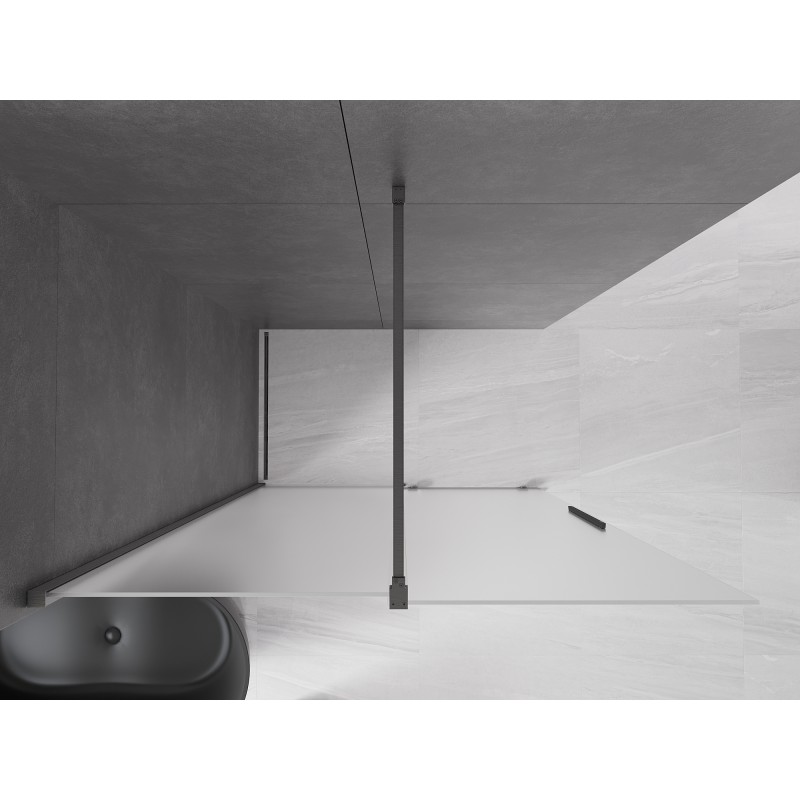 Mexen Velar Duschwand verschiebbar Walk-in 130 x 200 cm, matt 8 mm, gebürstet Gun Gray - 871-130-000-33-66