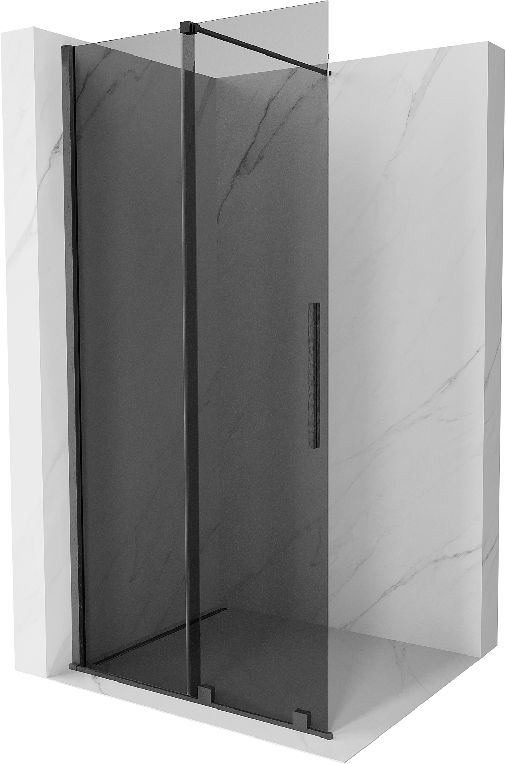 Mexen Velar Duschwand Schiebewand Walk-in 70 x 200 cm, graphit 8 mm, gebürstetes gun gray - 871-070-000-43-66