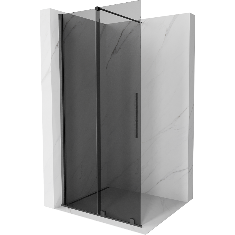 Mexen Velar Duschwand schiebbar Walk-in 85 x 200 cm, Grafit 8 mm, Gun Gray gebürstet - 871-085-000-43-66