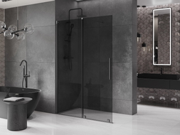 Mexen Velar Duschwand zum Schieben Walk-in 140 x 200 cm, graphit 8 mm, gebürstet gun gray - 871-140-000-43-66