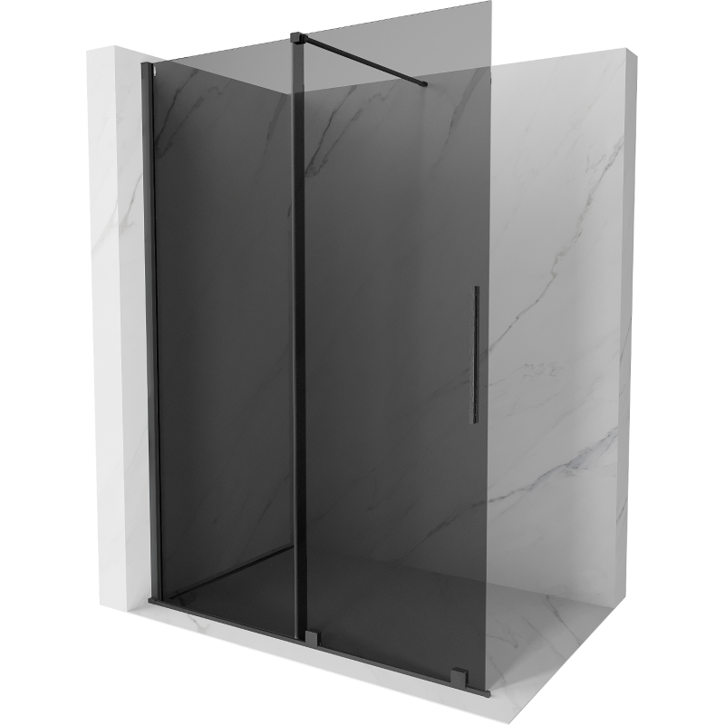 Mexen Velar Walk-In Duschwand schiebbar 150 x 200 cm, Graphit 8 mm, Gun Gray gebürstet - 871-150-000-43-66