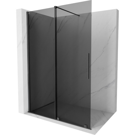 Mexen Velar Walk-In Duschwand schiebbar 150 x 200 cm, Graphit 8 mm, Gun Gray gebürstet - 871-150-000-43-66
