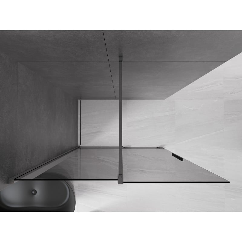 Mexen Velar Walk-In Duschwand schiebbar 150 x 200 cm, Graphit 8 mm, Gun Gray gebürstet - 871-150-000-43-66