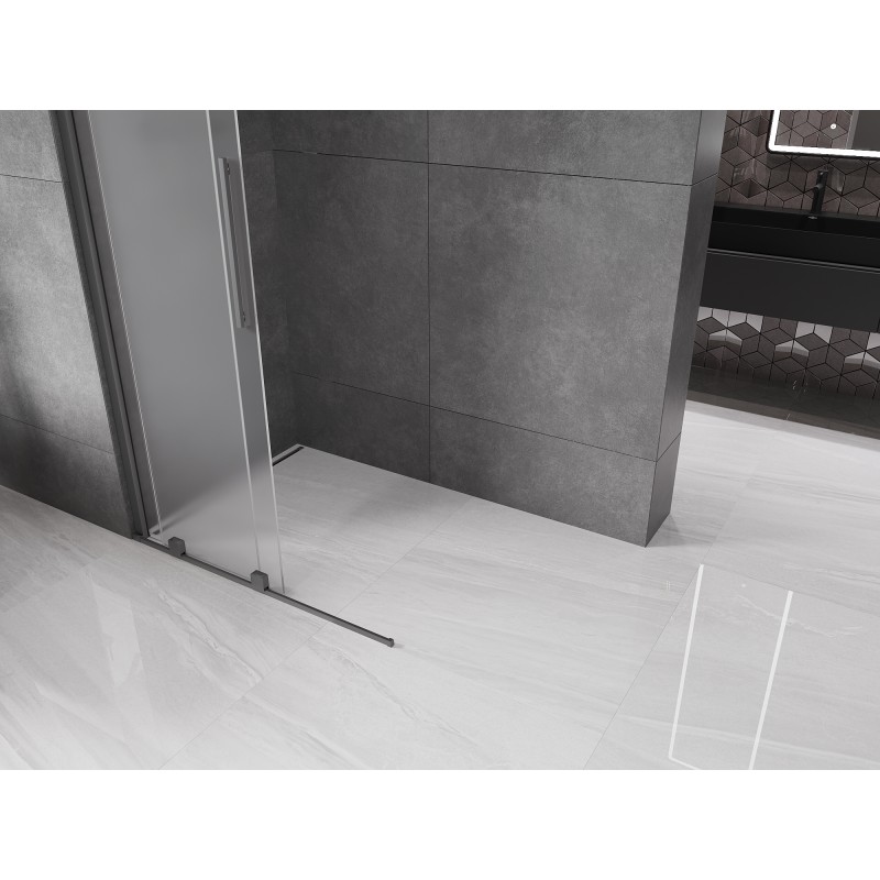 Mexen Velar Duschwand Schiebetür Walk-in 75 x 200 cm, mattiert 8 mm, gun metal - 871-075-000-33-95