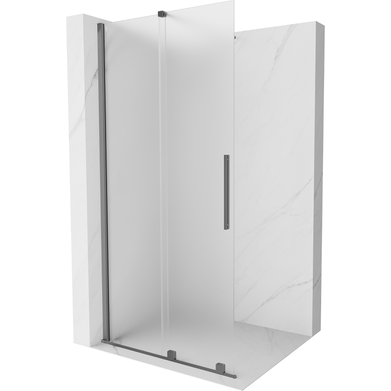 Mexen Velar Walk-In-Duschwand zum Schieben 110 x 200 cm, mattiert 8 mm, Gun Metal - 871-110-000-33-95