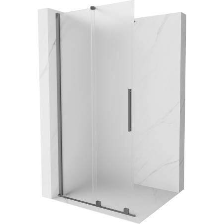 Mexen Velar Walk-In-Duschwand zum Schieben 110 x 200 cm, mattiert 8 mm, Gun Metal - 871-110-000-33-95