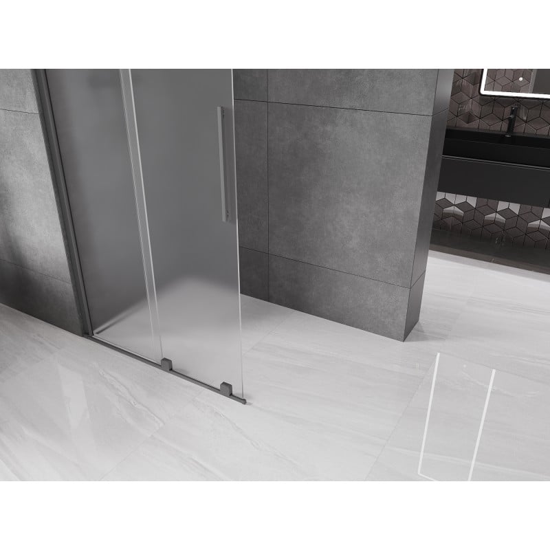Mexen Velar verschiebbare Duschwand Walk-in 100 x 200 cm, Frost 8 mm, Gunmetal - 871-100-000-33-95