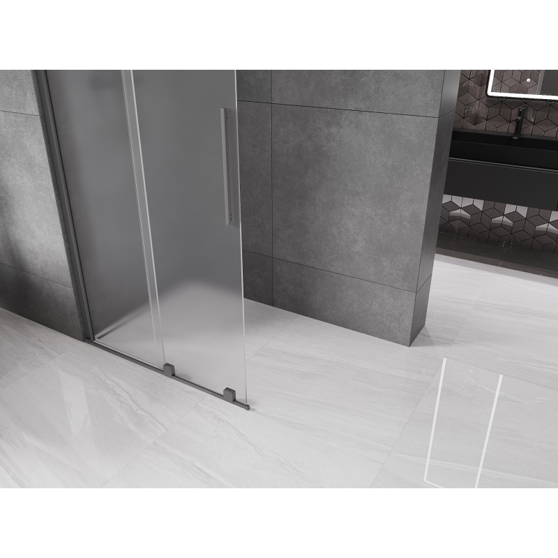 Mexen Velar Duschwand Schiebetür Walk-in 120 x 200 cm, mattiert 8 mm, Gun Metal - 871-120-000-33-95