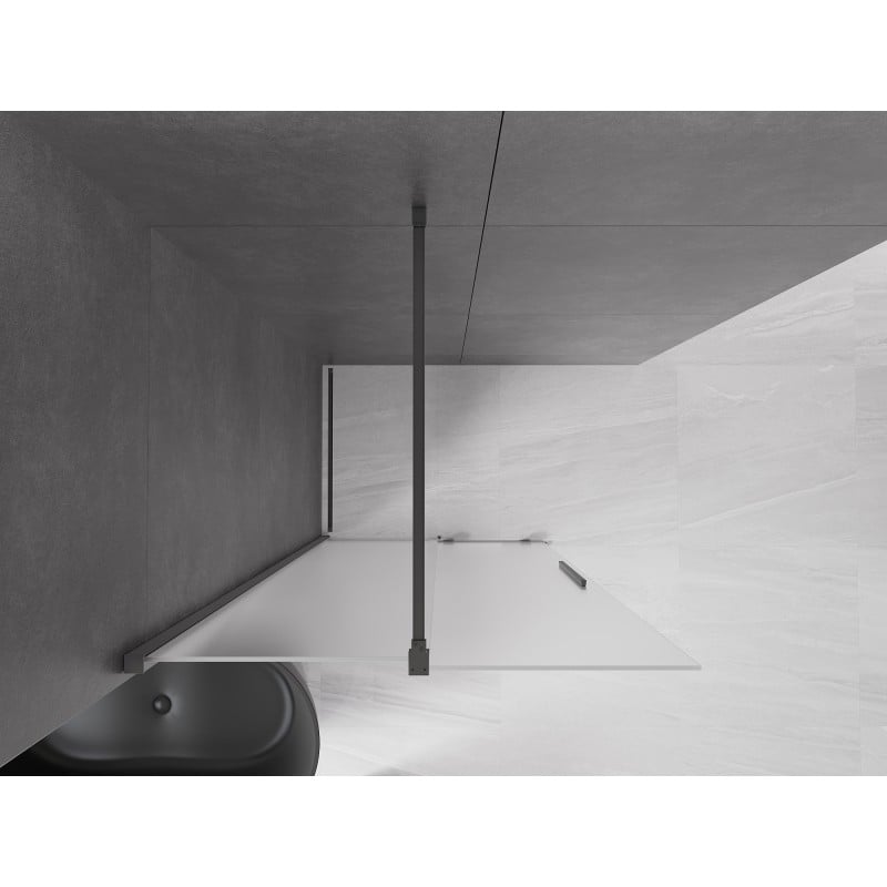 Mexen Velar Walk-In-Duschwand zum Schieben 110 x 200 cm, mattiert 8 mm, Gun Metal - 871-110-000-33-95