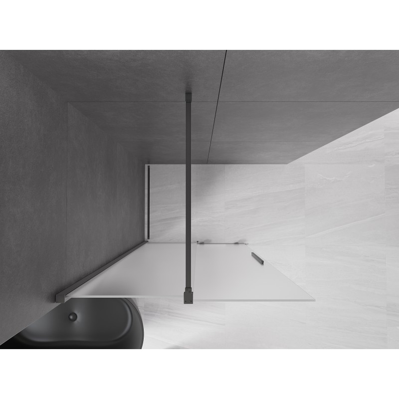 Mexen Velar Gleitschiebetrennwand Walk-in 90 x 200 cm, matt 8 mm, Gun Metal - 871-090-000-33-95