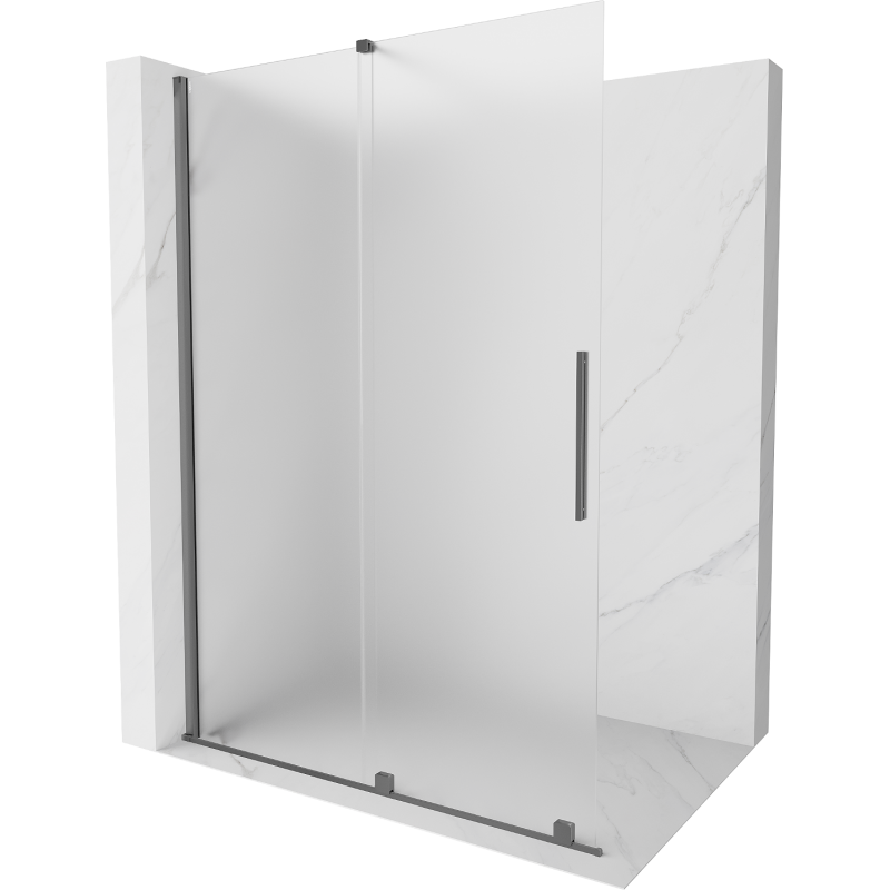 Mexen Velar Duschwand verschiebbar Walk-in 150 x 200 cm, Frost 8 mm, Gun Metal - 871-150-000-33-95