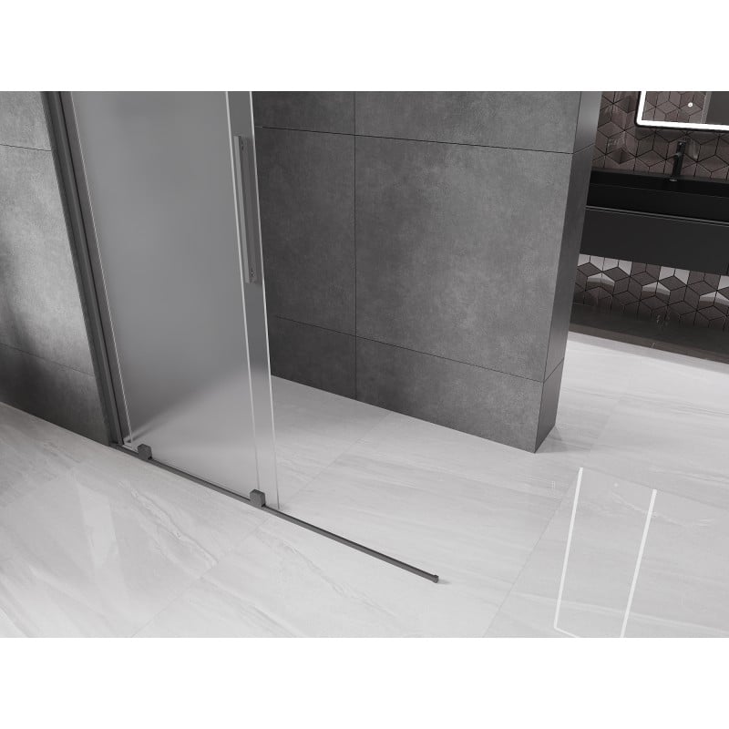 Mexen Velar Schiebedusche Walk-in 140 x 200 cm, Frost 8 mm, Gun Metal - 871-140-000-33-95