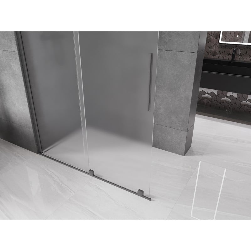 Mexen Velar Duschwand zum Schieben Walk-in 160 x 200 cm, Frost 8 mm, Gun Metal - 871-160-000-33-95