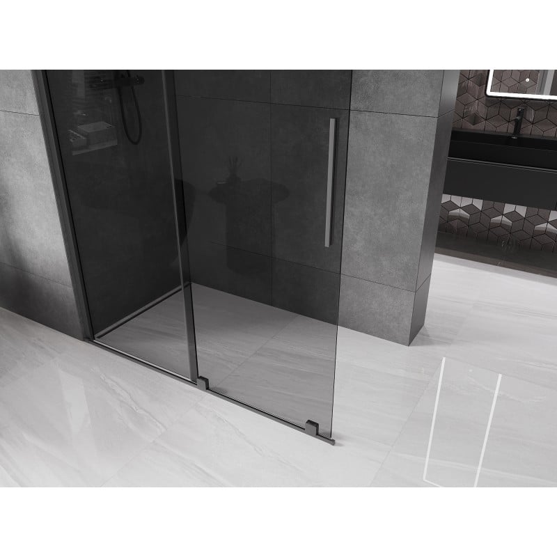 Mexen Velar Duschwand verschiebbar Walk-in 130 x 200 cm, Grafit 8 mm, Gun Metal - 871-130-000-43-95