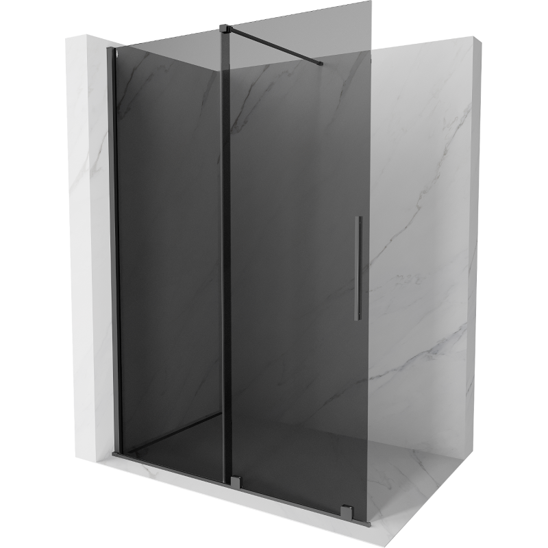 Mexen Velar Duschwand verschiebbar Walk-in 140 x 200 cm, grafit 8 mm, Gun Metal - 871-140-000-43-95