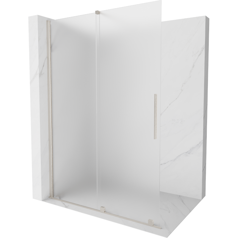 Mexen Velar Schiebedusche Walk-in 140 x 200 cm, Milchglas 8 mm, gebürsteter Nickel - 871-140-000-33-97