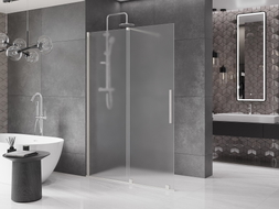Mexen Velar Schiebedusche Walk-in 140 x 200 cm, Milchglas 8 mm, gebürsteter Nickel - 871-140-000-33-97