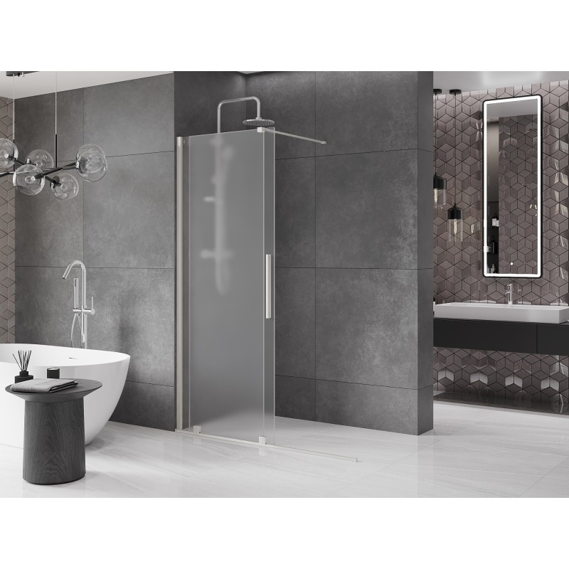 Mexen Velar Duschwand verschiebbar Walk-in 150 x 200 cm, mattiert 8 mm, gebürsteter Nickel - 871-150-000-33-97