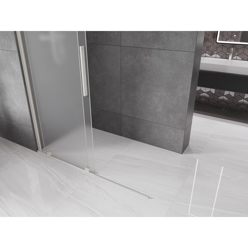 Mexen Velar Duschwand verschiebbar Walk-in 150 x 200 cm, mattiert 8 mm, gebürsteter Nickel - 871-150-000-33-97