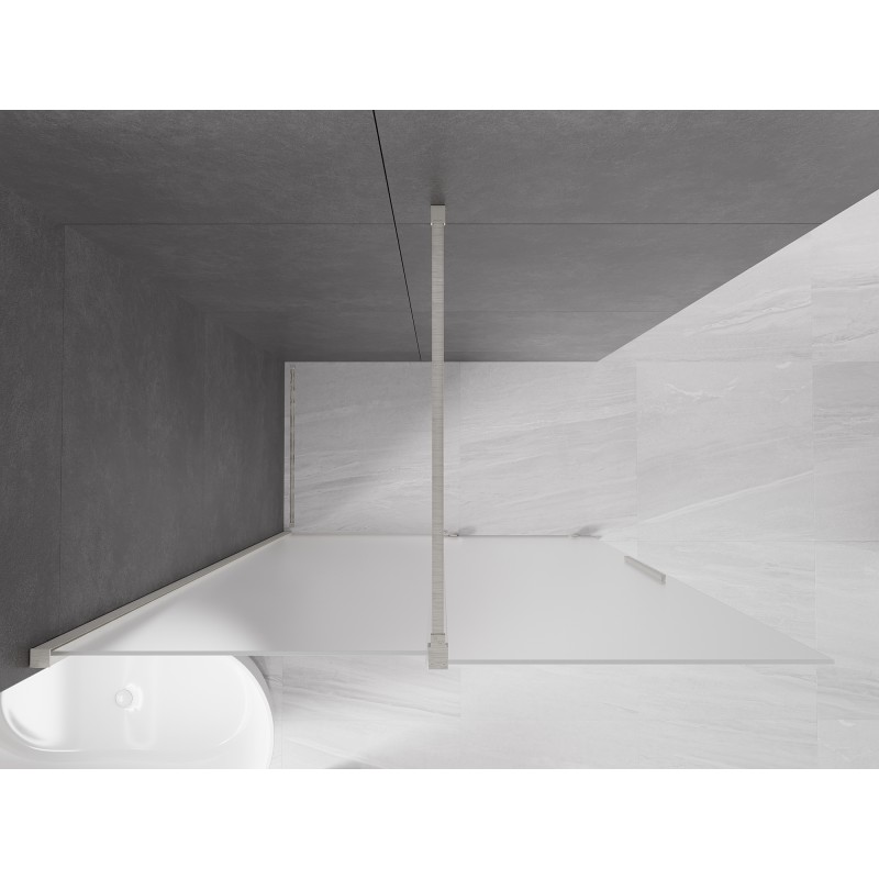 Mexen Velar Duschwand verschiebbar Walk-in 150 x 200 cm, mattiert 8 mm, gebürsteter Nickel - 871-150-000-33-97