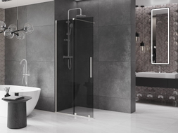 Mexen Velar Duschwand verschiebbar Walk-in 90 x 200 cm, grafit 8 mm, gebürsteter Nickel - 871-090-000-43-97