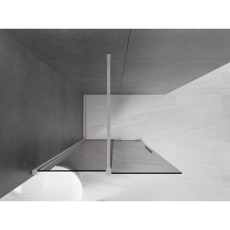 Mexen Velar Walk-in-Duschabtrennung, verschiebbar 120 x 200 cm, Graphit 8 mm, gebürsteter Nickel - 871-120-000-43-97