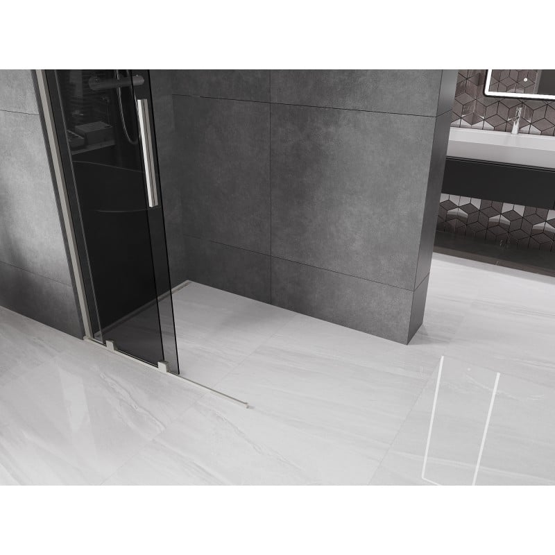 Mexen Velar Schiebetür-Duschwand Walk-in 80 x 200 cm, Grafit 8 mm, Gebürsteter Nickel - 871-080-000-43-97