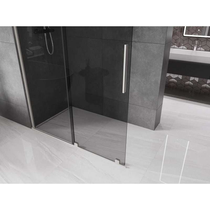 Mexen Velar Duschwand zum Schieben Walk-in 150 x 200 cm, graphit 8 mm, gebürsteter Nickel - 871-150-000-43-97