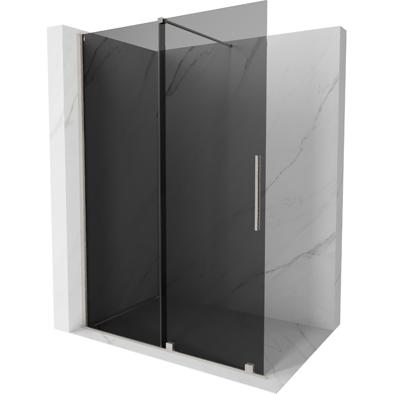 Mexen Velar Duschwand verschiebbar Walk-in 130 x 200 cm, Graphit 8 mm, gebürsteter Nickel - 871-130-000-43-97