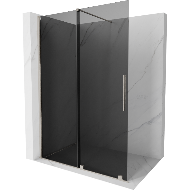 Mexen Velar Walk-in Duschwand, verschiebbar 140 x 200 cm, Graphit 8 mm, gebürsteter Nickel - 871-140-000-43-97