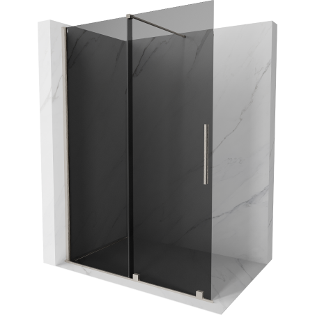 Mexen Velar Walk-in Duschwand, verschiebbar 140 x 200 cm, Graphit 8 mm, gebürsteter Nickel - 871-140-000-43-97