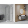 Mexen Rio Quadratische Duschkabine 70 x 70 cm, satiniert, Chrom + Duschwanne Flat, weiß - 860-070-070-01-30-4010