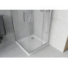 Mexen Rio Quadratische Duschkabine 70 x 70 cm, satiniert, Chrom + Duschwanne Flat, weiß - 860-070-070-01-30-4010
