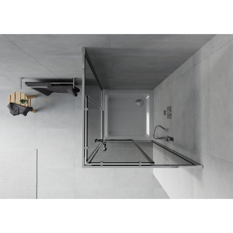 Mexen Rio quadratische Duschkabine 70 x 70 cm, Grafit, Chrom + Duschwanne Flat, weiß - 860-070-070-01-40-4010