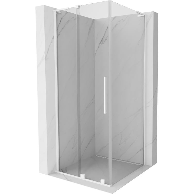 Mexen Velar L Duschkabine Schiebetür 100 x 100 cm, transparent, weiß - 871-100-100-03-20