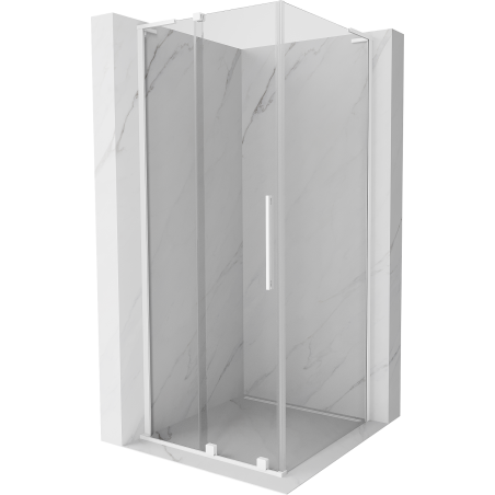 Mexen Velar L Duschkabine Schiebetür 100 x 100 cm, transparent, weiß - 871-100-100-03-20