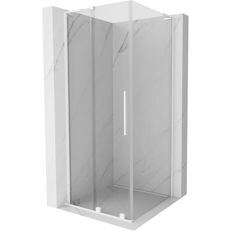 Mexen Velar L Duschkabine schiebbar 120 x 120 cm, transparent, weiß - 871-120-120-03-20