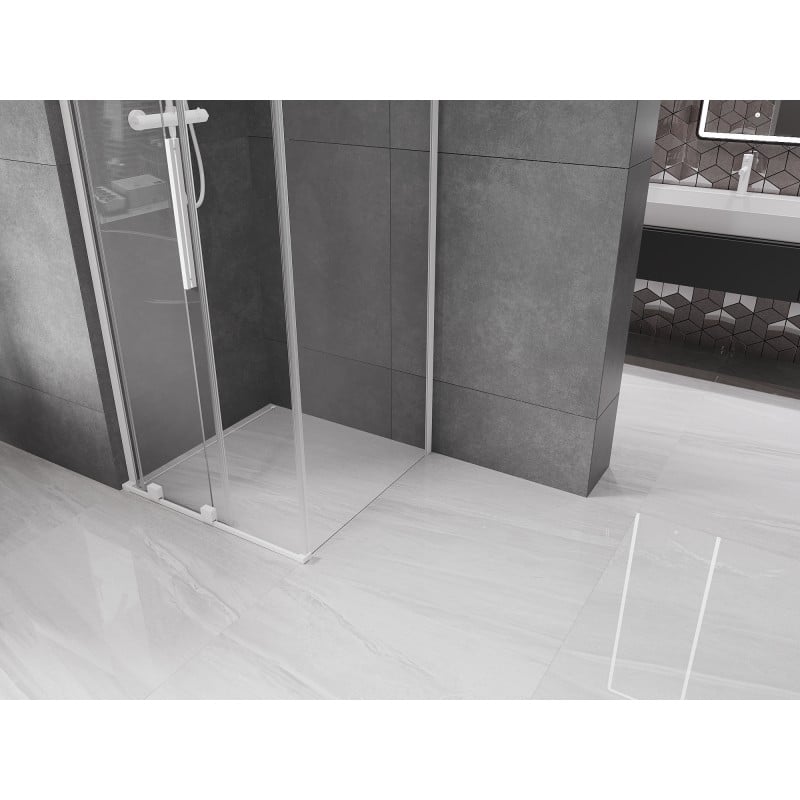 Mexen Velar L Duschkabine schiebbar 110 x 110 cm, transparent, weiß - 871-110-110-03-20
