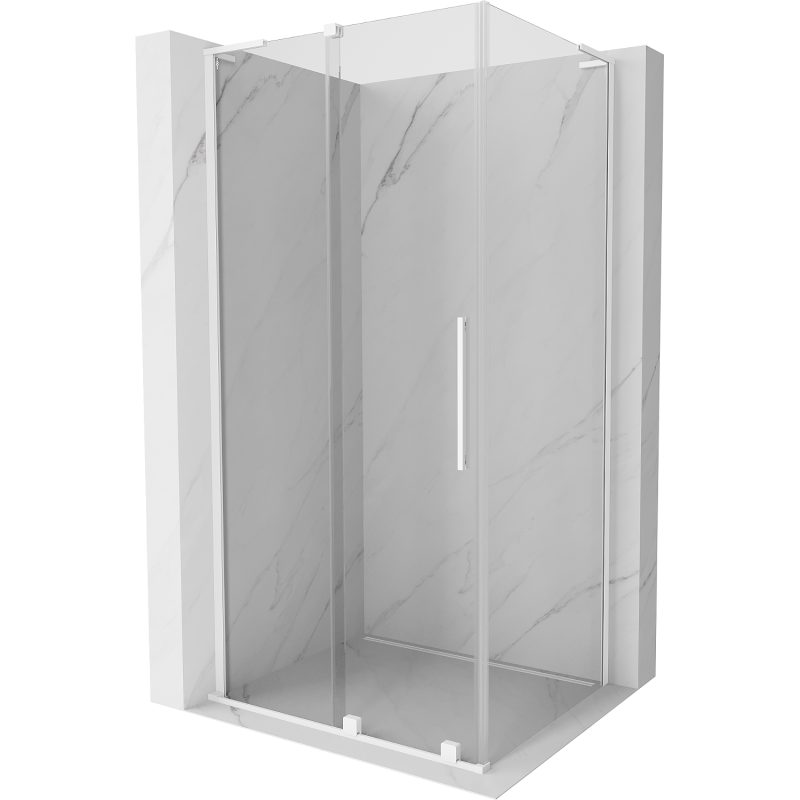 Mexen Velar L Duschkabine erweiterbar 100 x 70 cm, transparent, weiß - 871-100-070-03-20